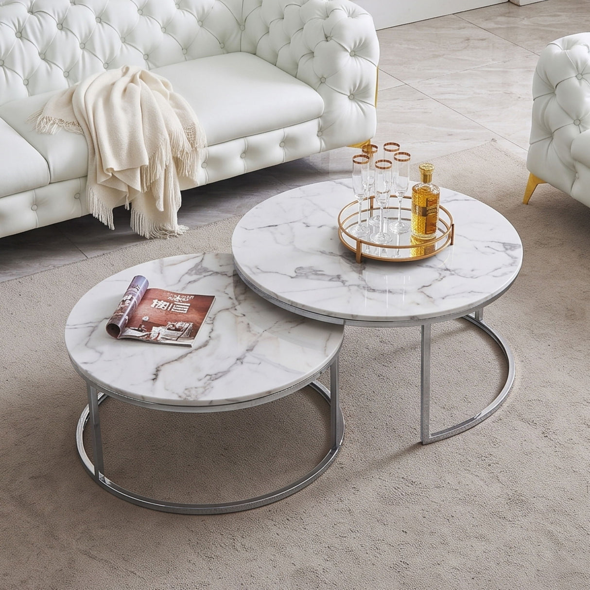 2 Piece Nesting Coffee Table Set For Living Room