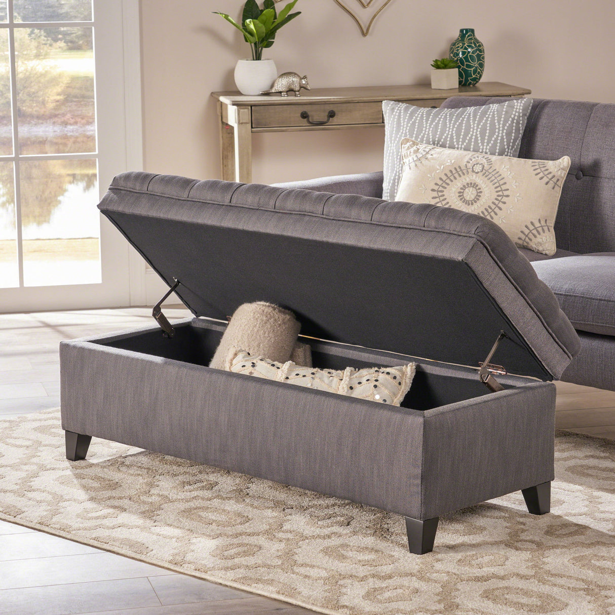 Juliana - Storage Ottoman With Birch Legs