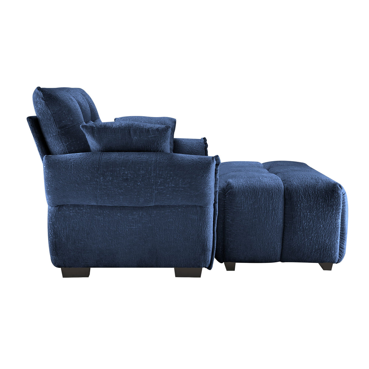 Modern Ergonomic Single Seater Sofa With Ottoman, High Resilience Support - Blue