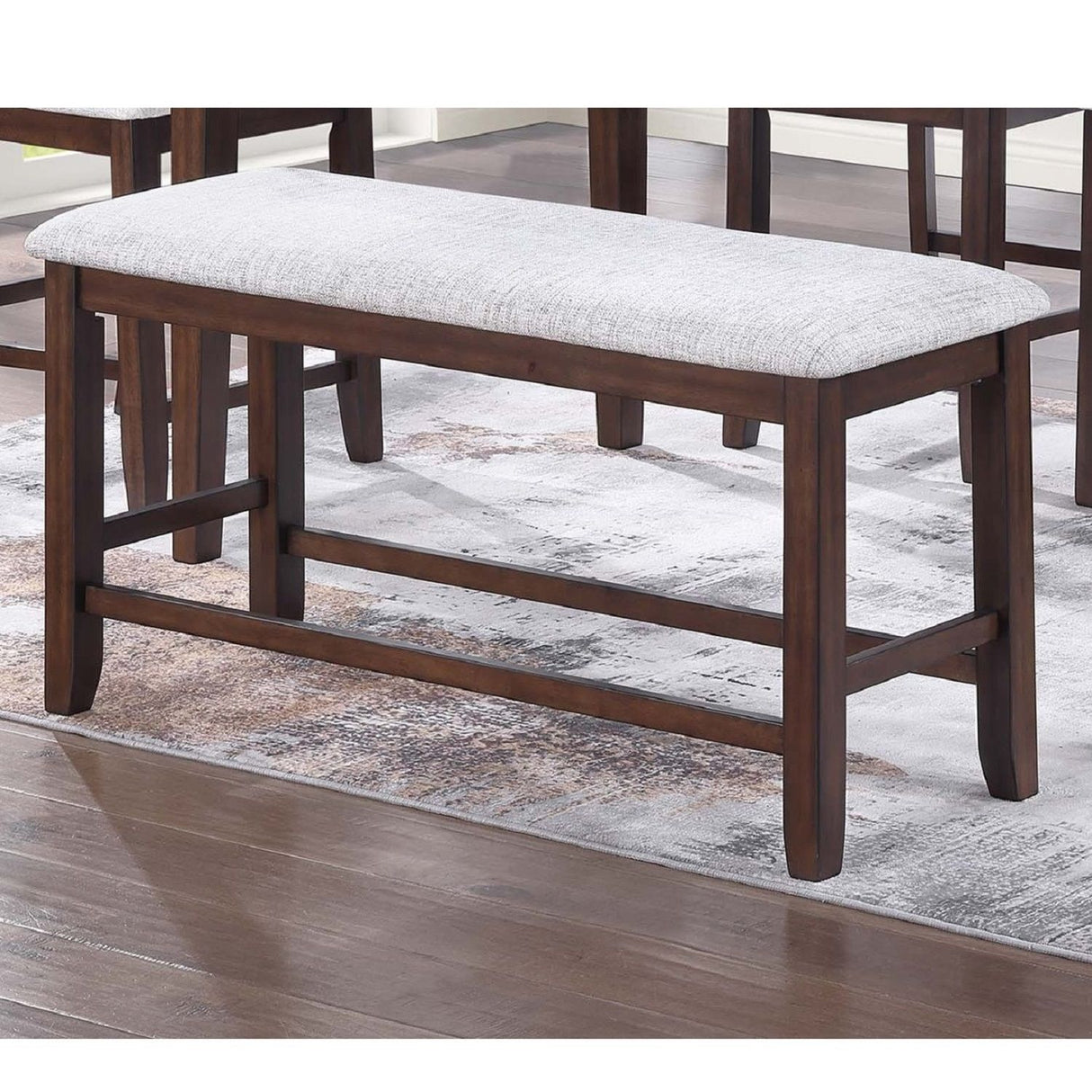 Cushion Padded Seat Counter Height Dining Bench - Walnut