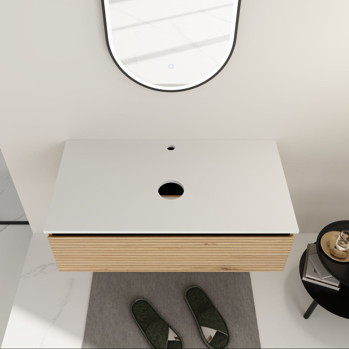 Wall Mounted Bathroom Vanity & 1 Soft Close Drawer (Excluding Sink)