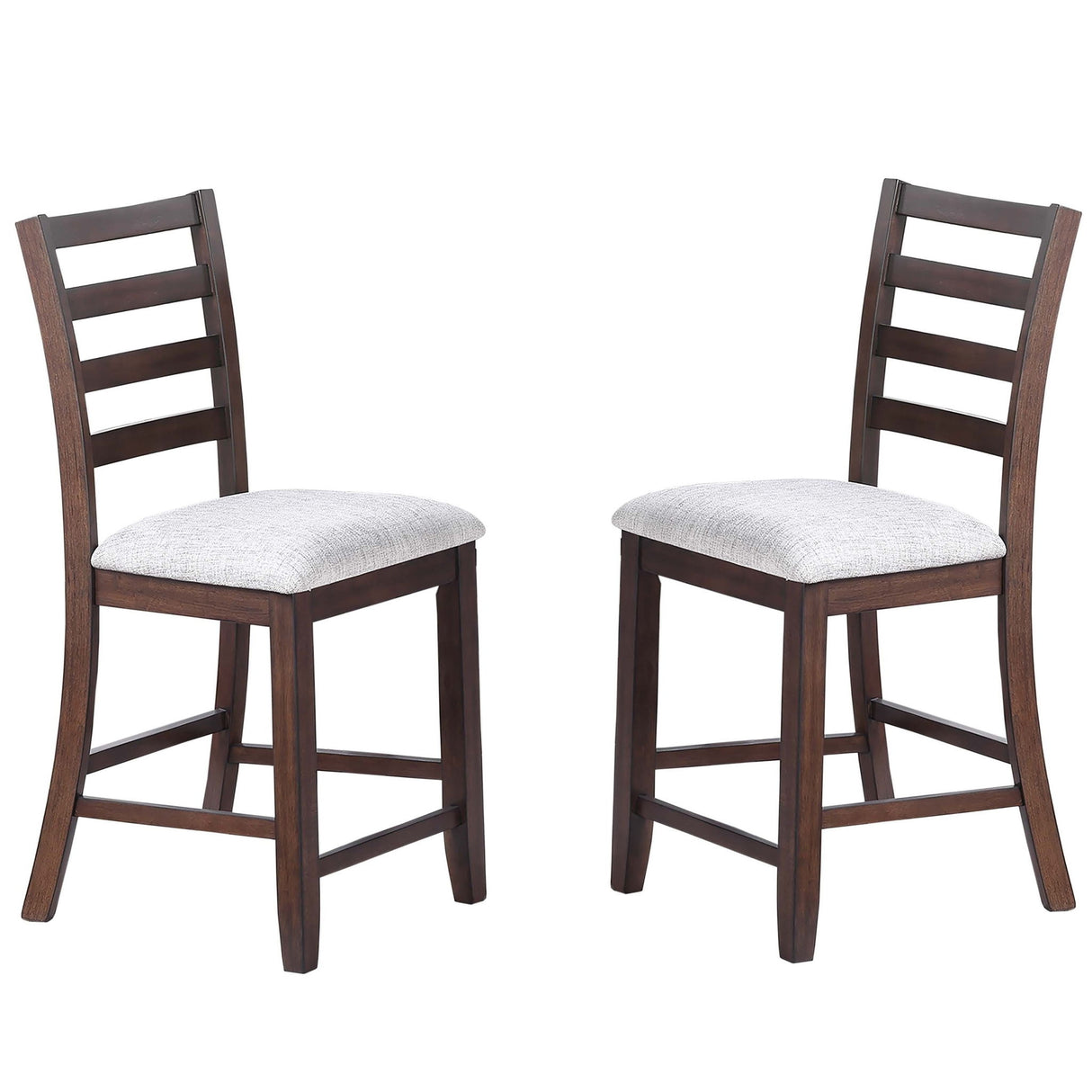Ladder Back Design Counter Height Dining Chairs (Set of 2) - Walnut