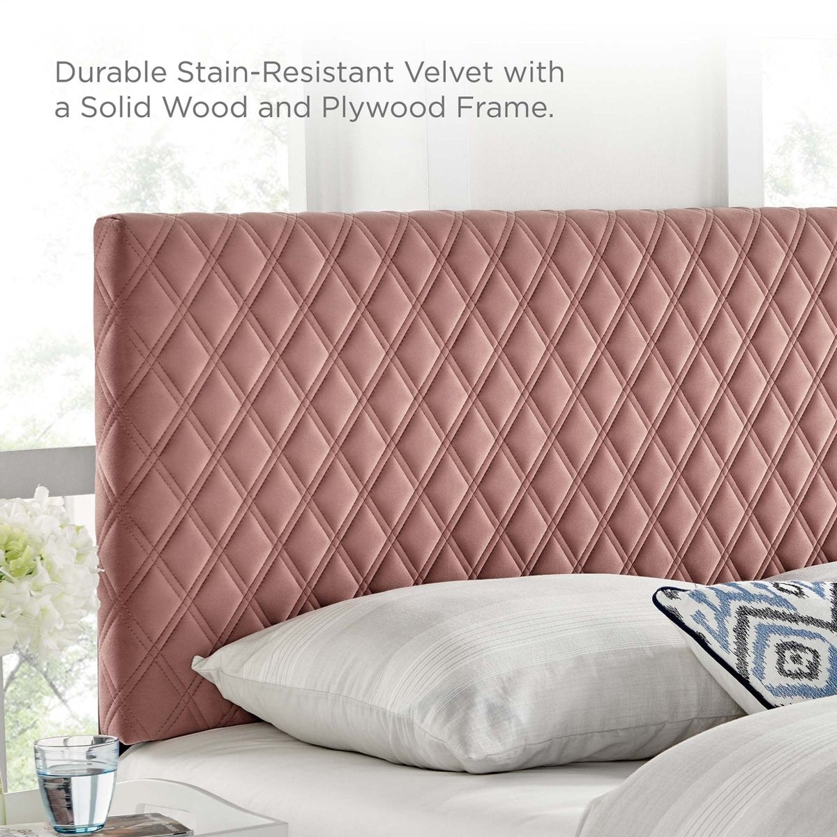 Diamond Lattice Performance Velvet King Platform Bed with Tapered Legs - Platform Bed available at Alpine Outlets in Denver