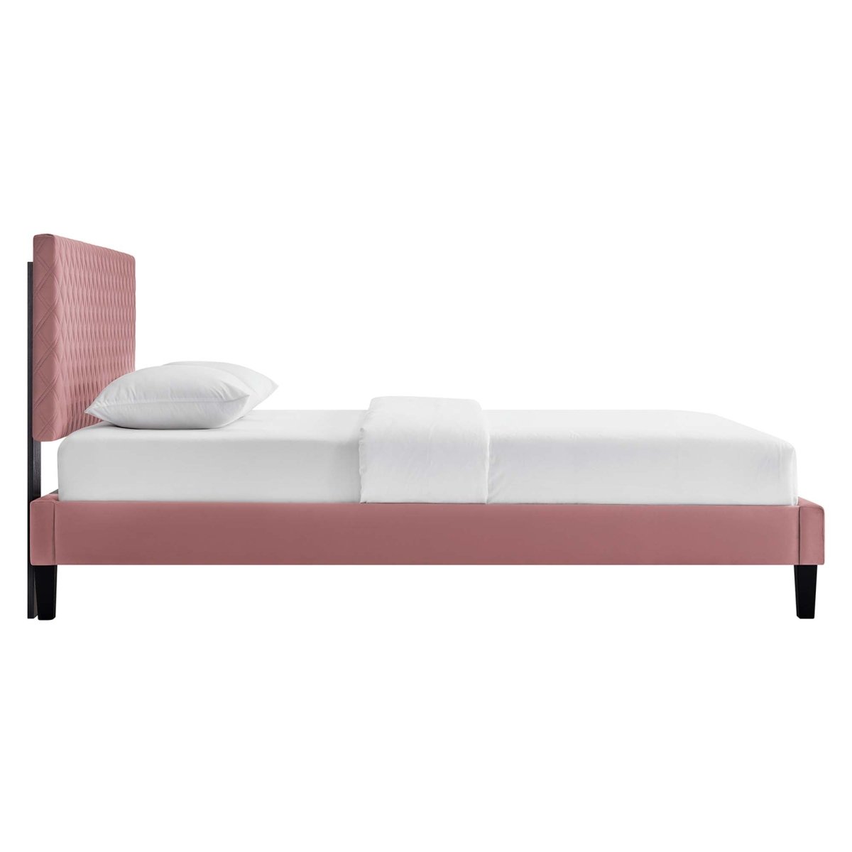 Diamond Lattice Performance Velvet King Platform Bed with Tapered Legs - Platform Bed available at Alpine Outlets in Denver