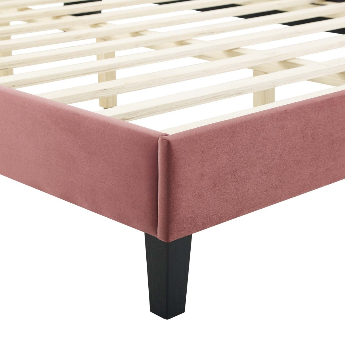 Diamond Tufted Performance Velvet Platform Bed with French Piping - Platform Bed available at Alpine Outlets in Denver