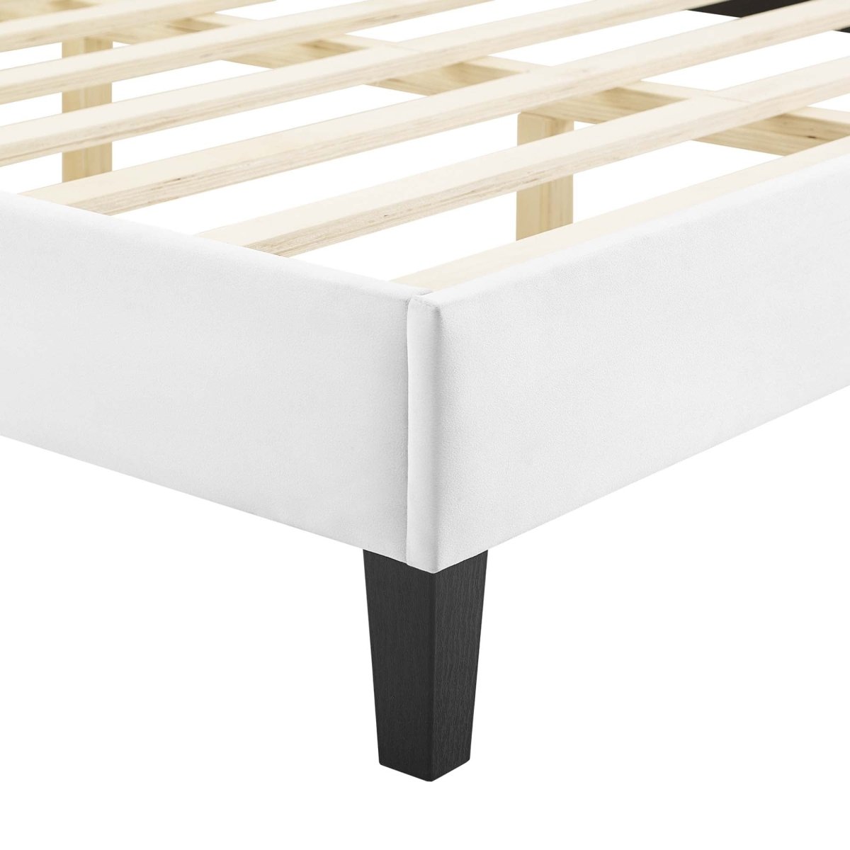 Diamond Tufted Performance Velvet Platform Bed with French Piping - Platform Bed available at Alpine Outlets in Denver