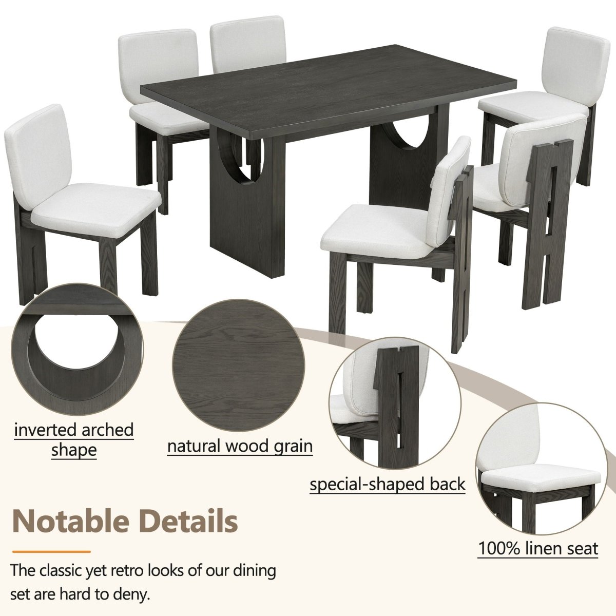 Dining Table Set For 6 With Upholstered Chairs - 7 Piece Dining Room Sets available at Alpine Outlets in Denver