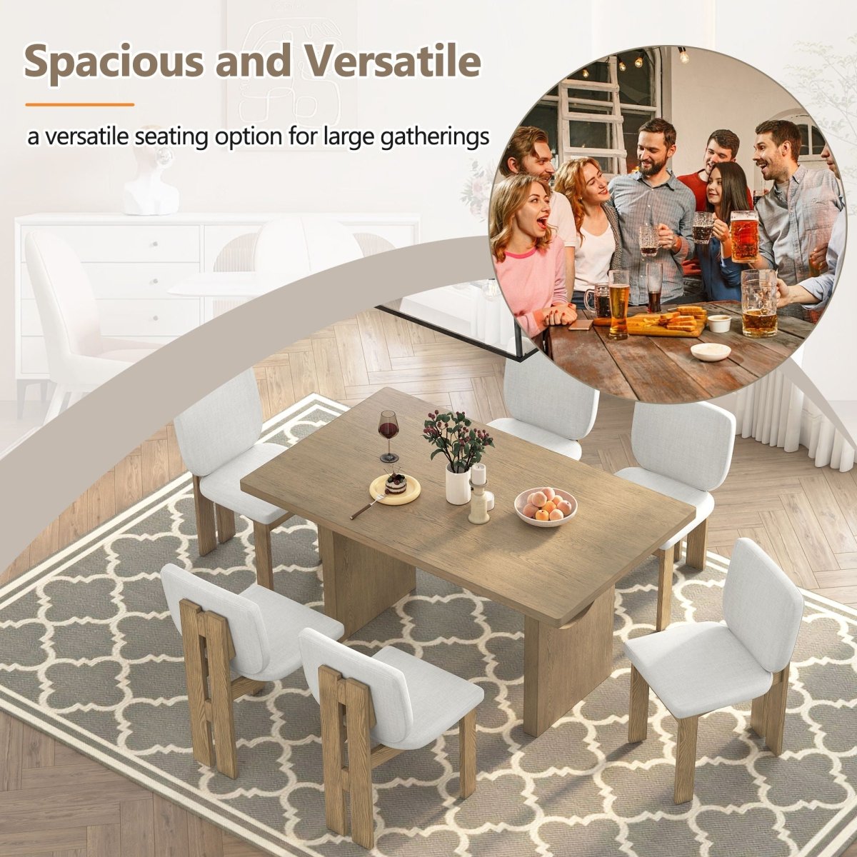 Dining Table Set For 6 With Upholstered Chairs - 7 Piece Dining Room Sets available at Alpine Outlets in Denver