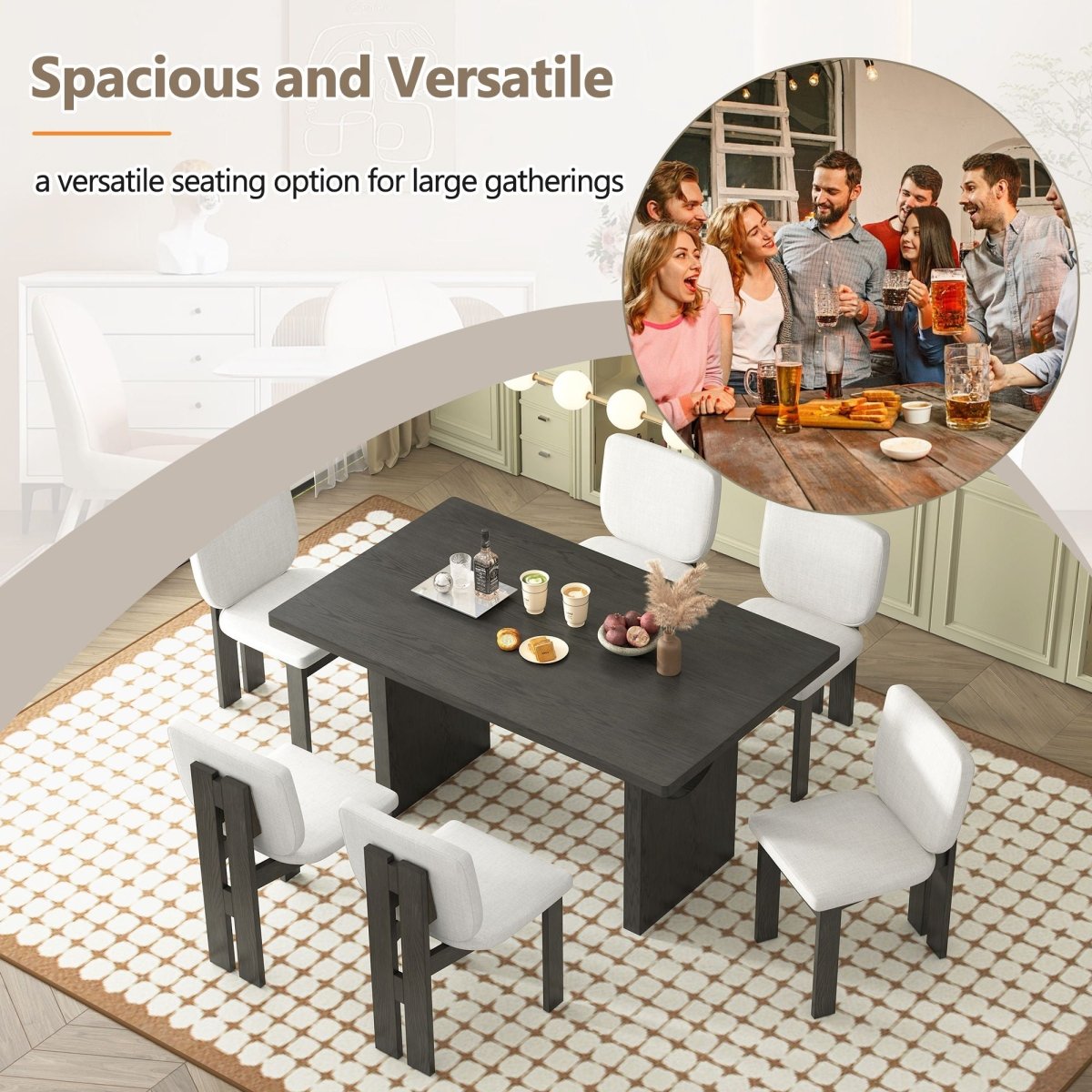 Dining Table Set For 6 With Upholstered Chairs - 7 Piece Dining Room Sets available at Alpine Outlets in Denver