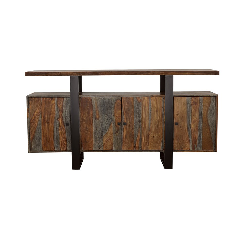 Ditman 4 - Door Grey Sheesham Sideboard Buffet - Dining Cabinets available at Alpine Outlets in Denver