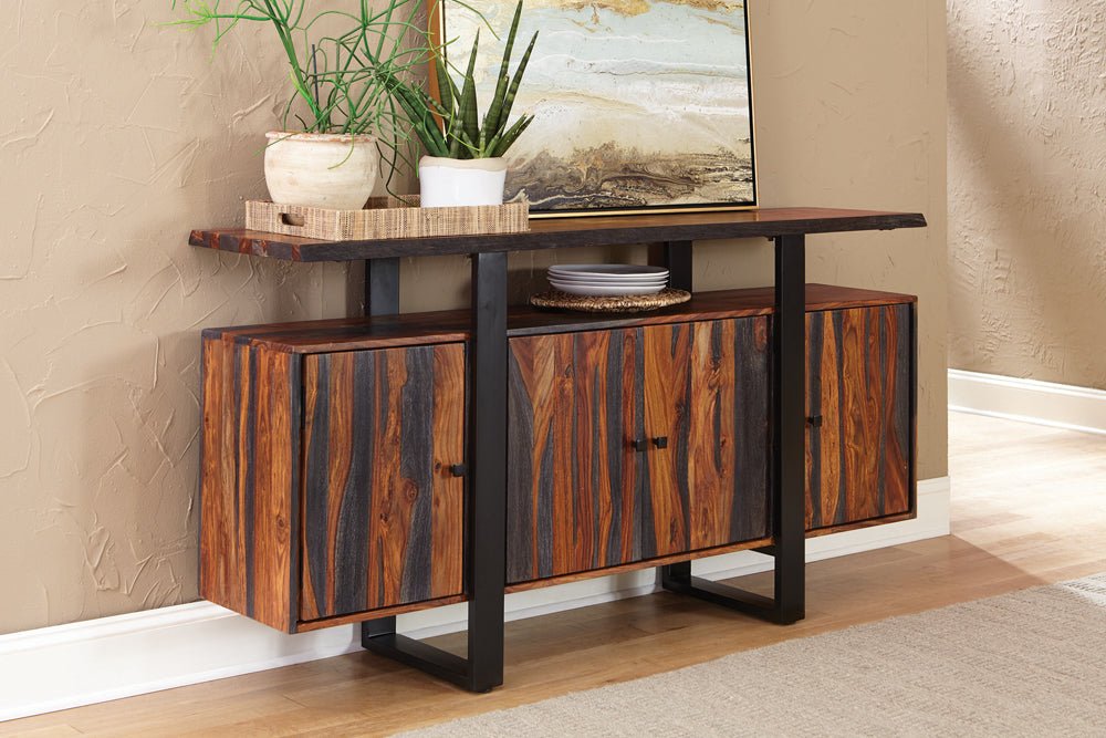 Ditman 4 - Door Grey Sheesham Sideboard Buffet - Dining Cabinets available at Alpine Outlets in Denver
