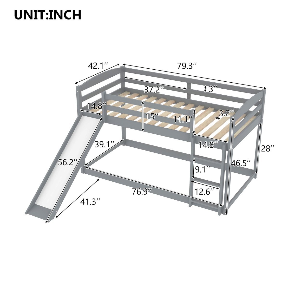 Durable Bunk Bed With Convertible Slide And Ladder - Bunk Beds available at Alpine Outlets in Denver