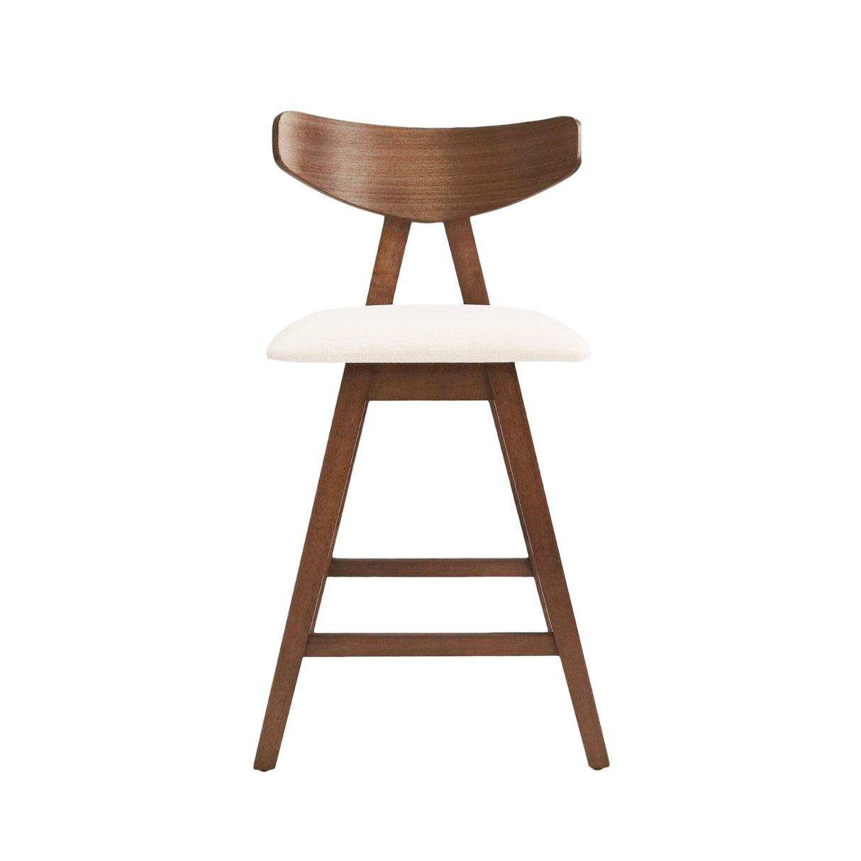 Mid Century Modern Counter Stool With V Shape Frame And Upholstered Seating