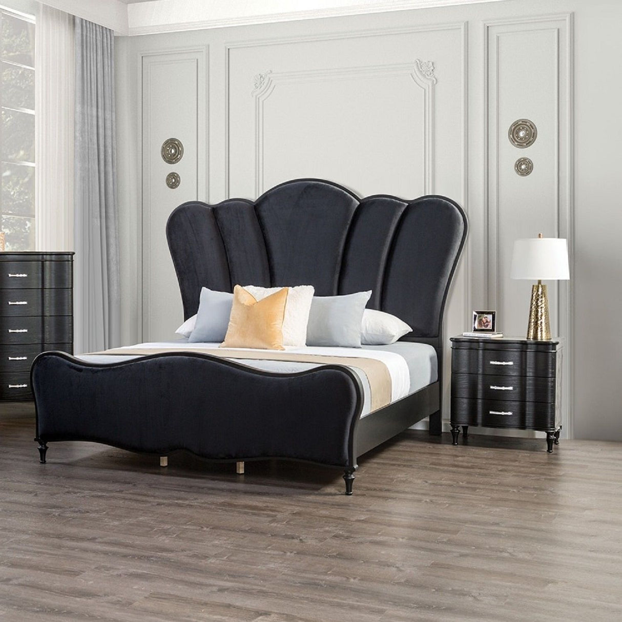 Nightstand, 3 Drawer Bedside Table - Black