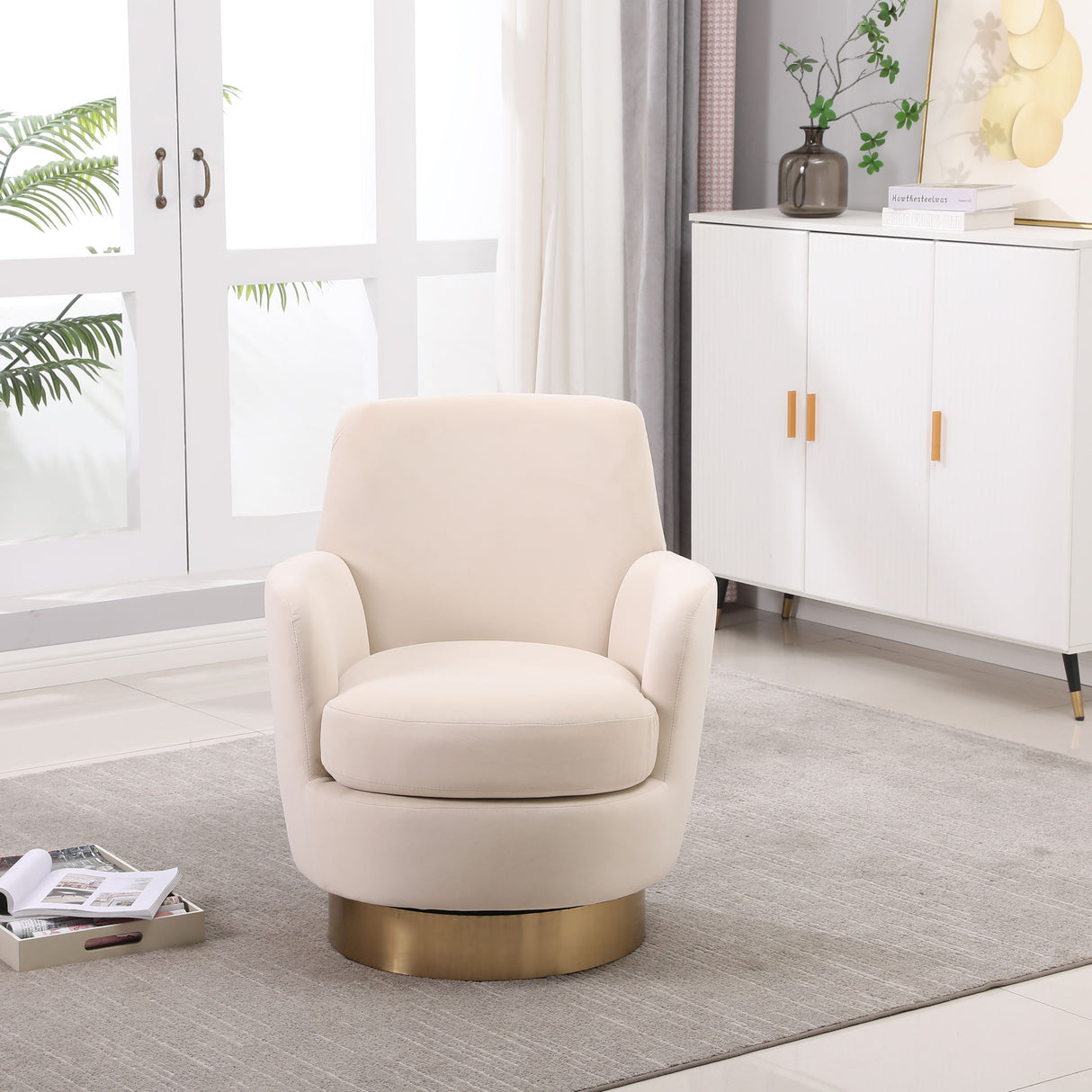 Teddy Swivel Barrel Chair, Swivel Accent Chairs Armchair For Living Room