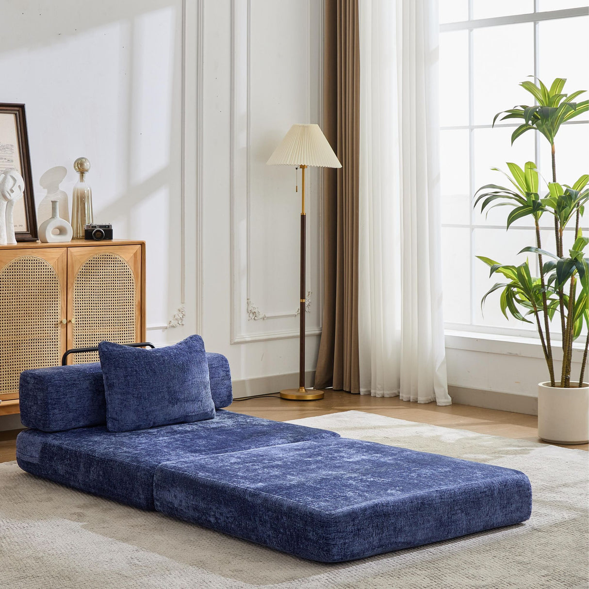 Convertible Floor Sofa Bed With Fixed Shape Frame For Living Room