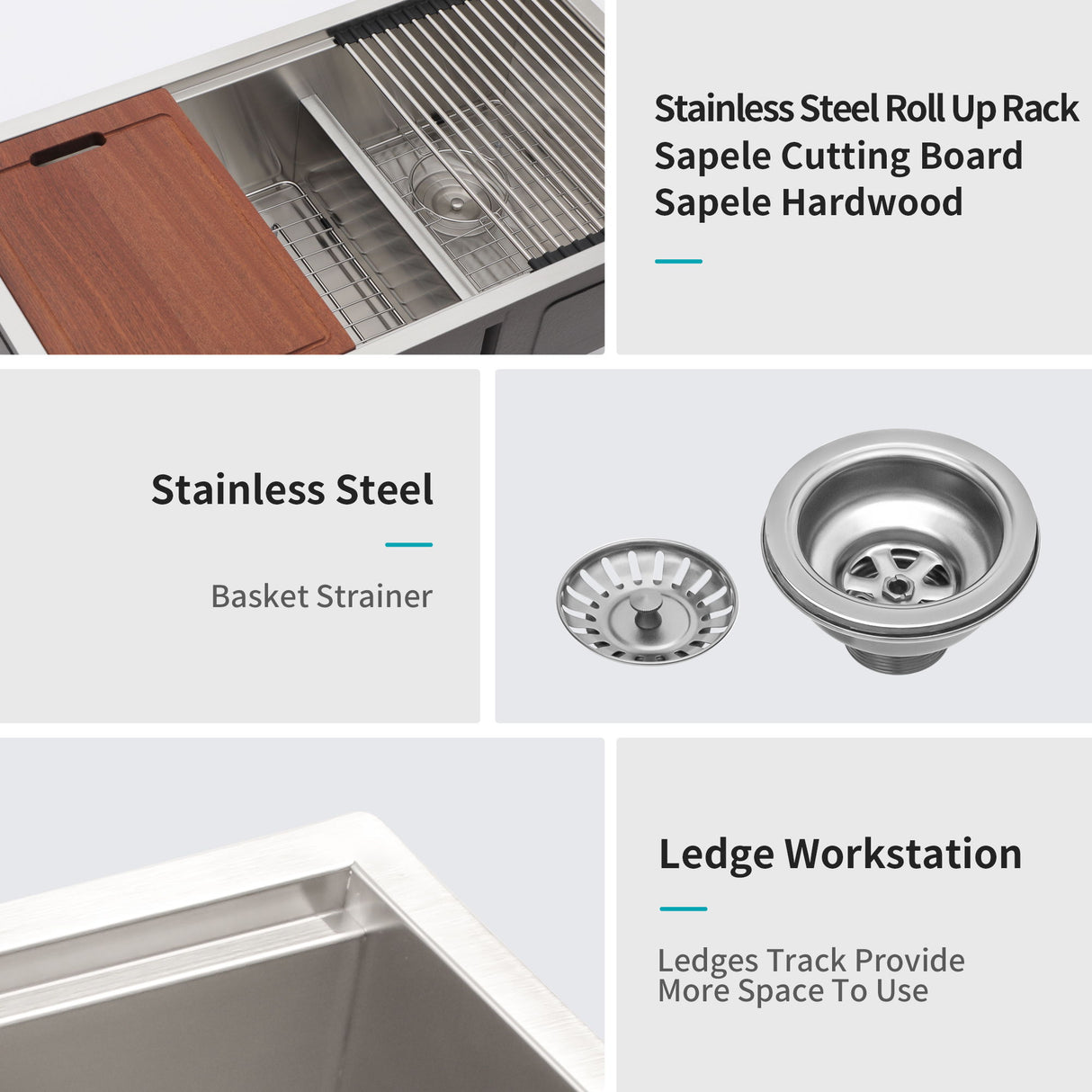 Double Bowl Undermount Kitchen Sink 60 / 40 Split - Brushed Nickel