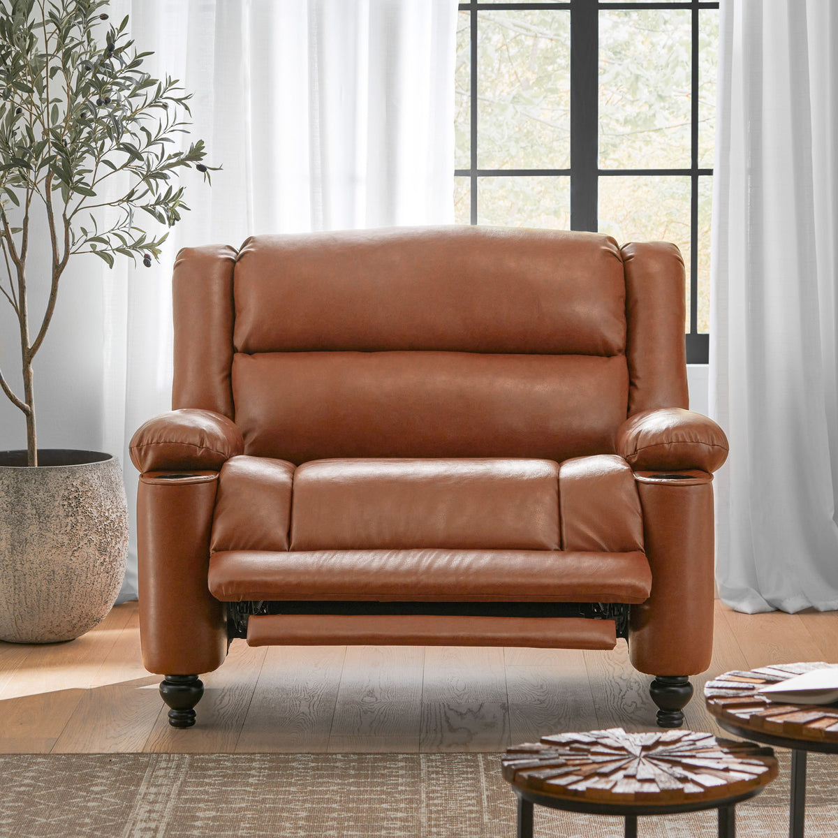 Tufted Design Wide Manual Recliner Chair