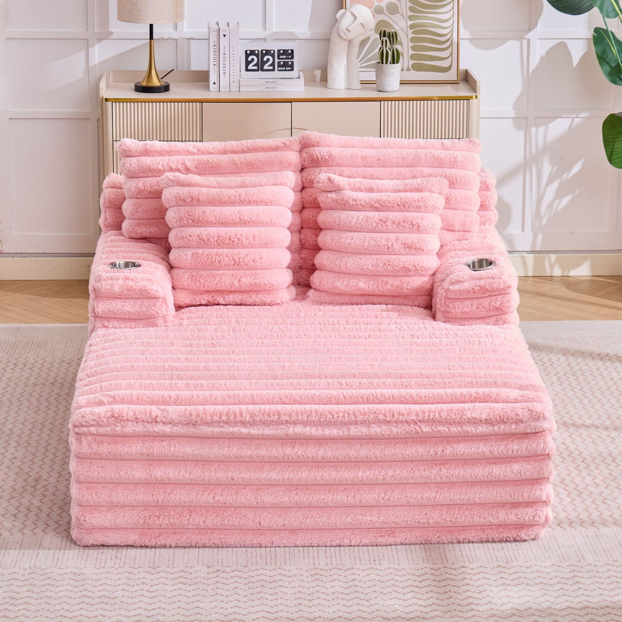 Oversized Chaise Lounge Chair Indoor With Pillows For Living Room