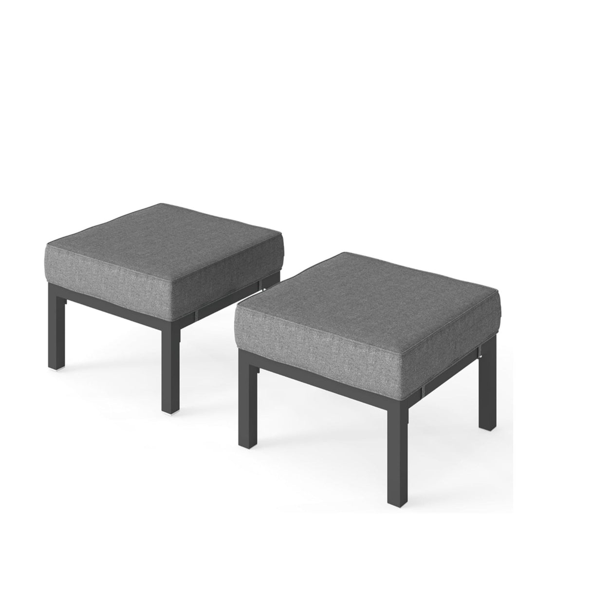 Patio Ottomans With Cushions, All Weather Footrests (Set of 2) - Dark Gray