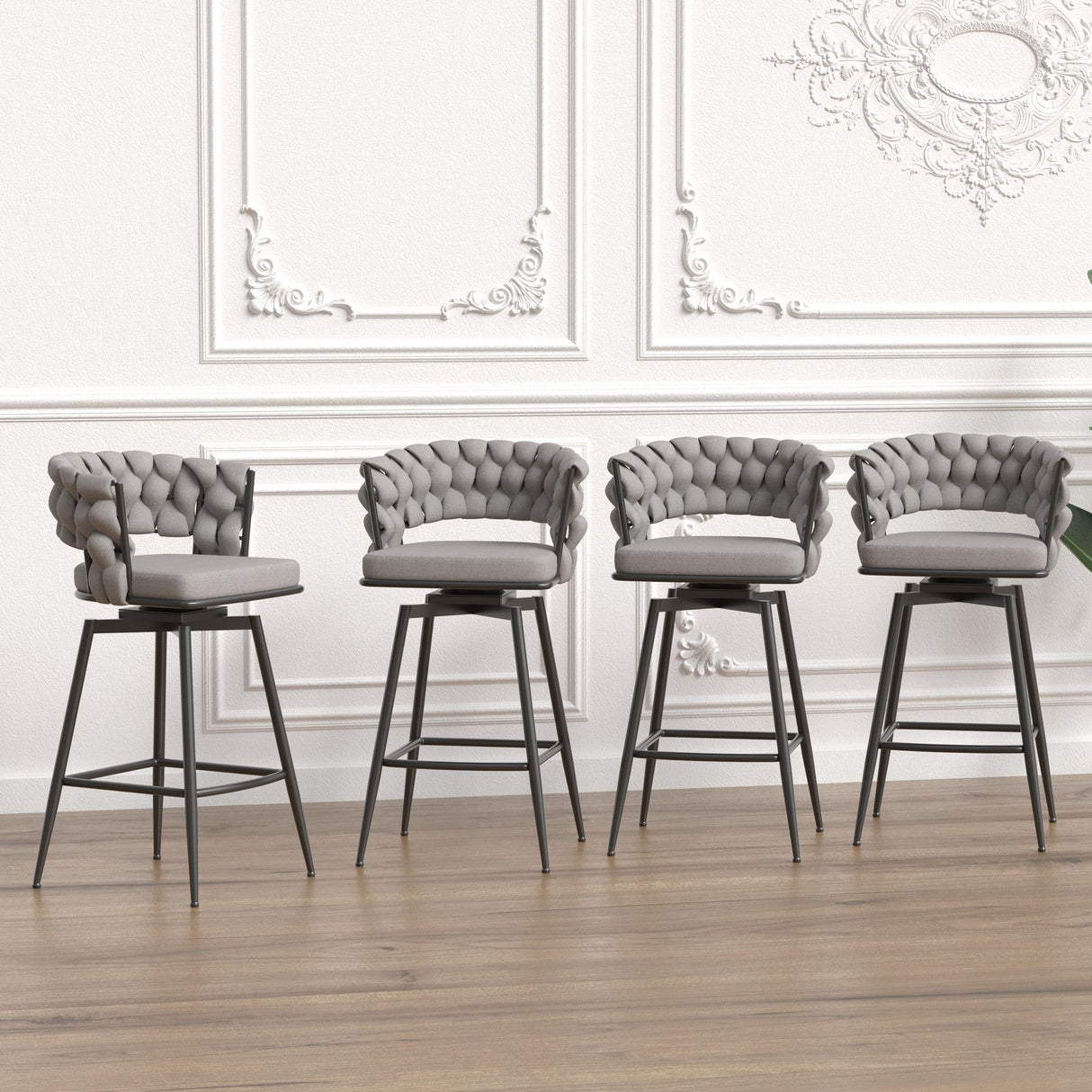 Bar Stool 360 Swivel With Back Footrest