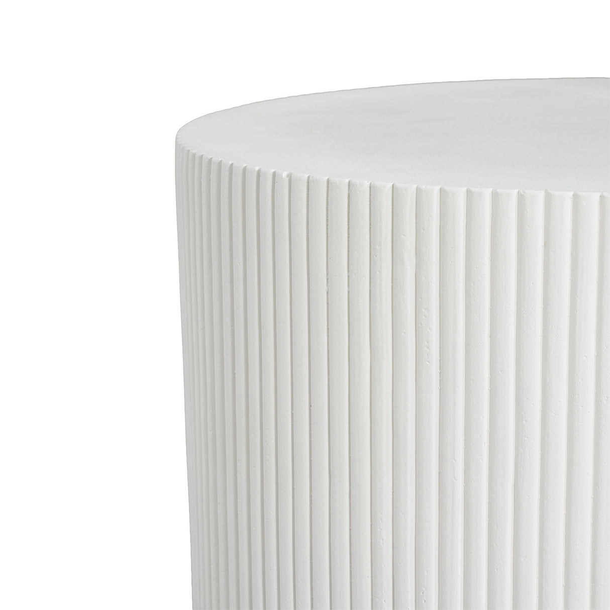 Handmade Side Table With Ribbed Design For Indoor And Outdoor Use - White