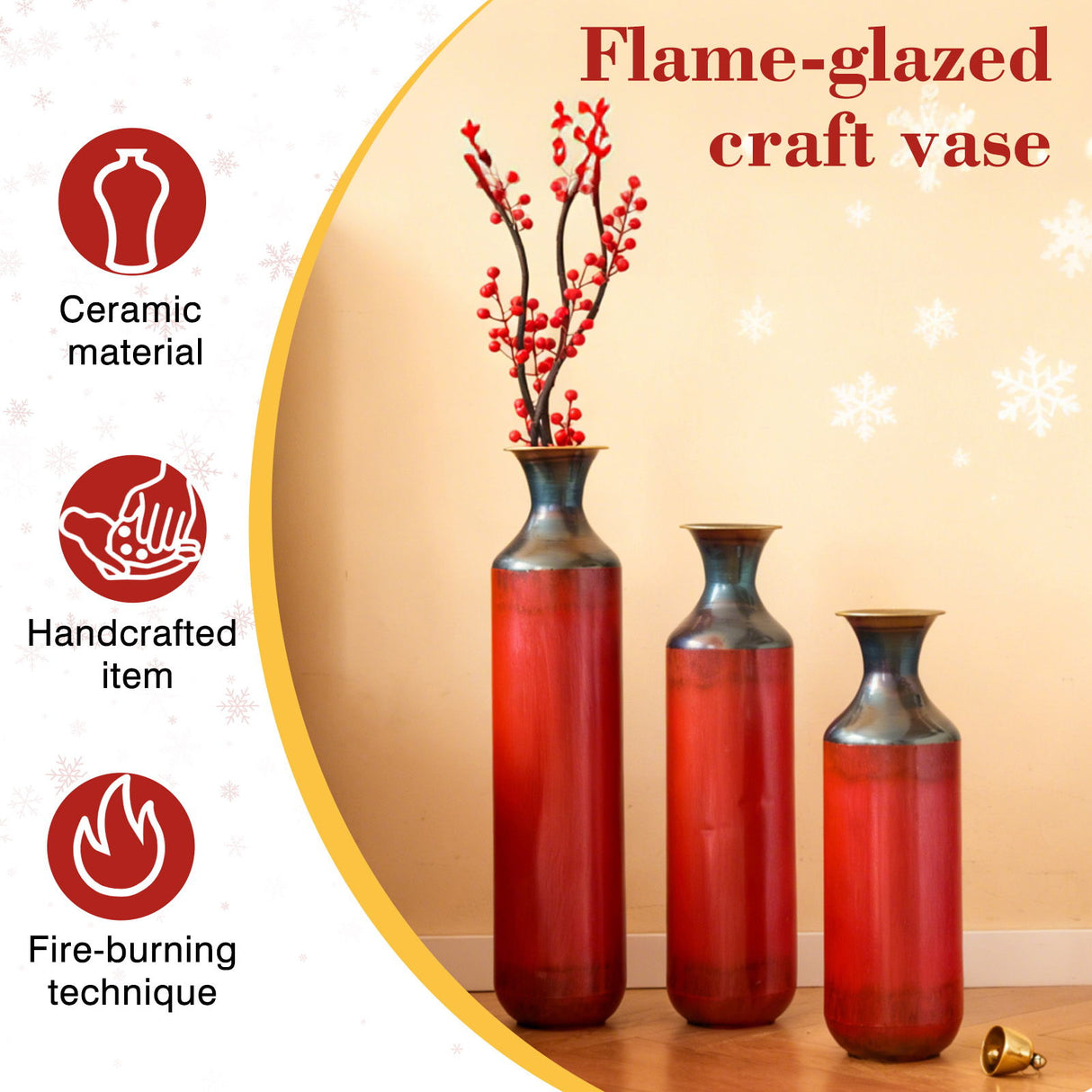 Modern Droplet Shaped Floor Vase Set, 3 Piece Home Decor