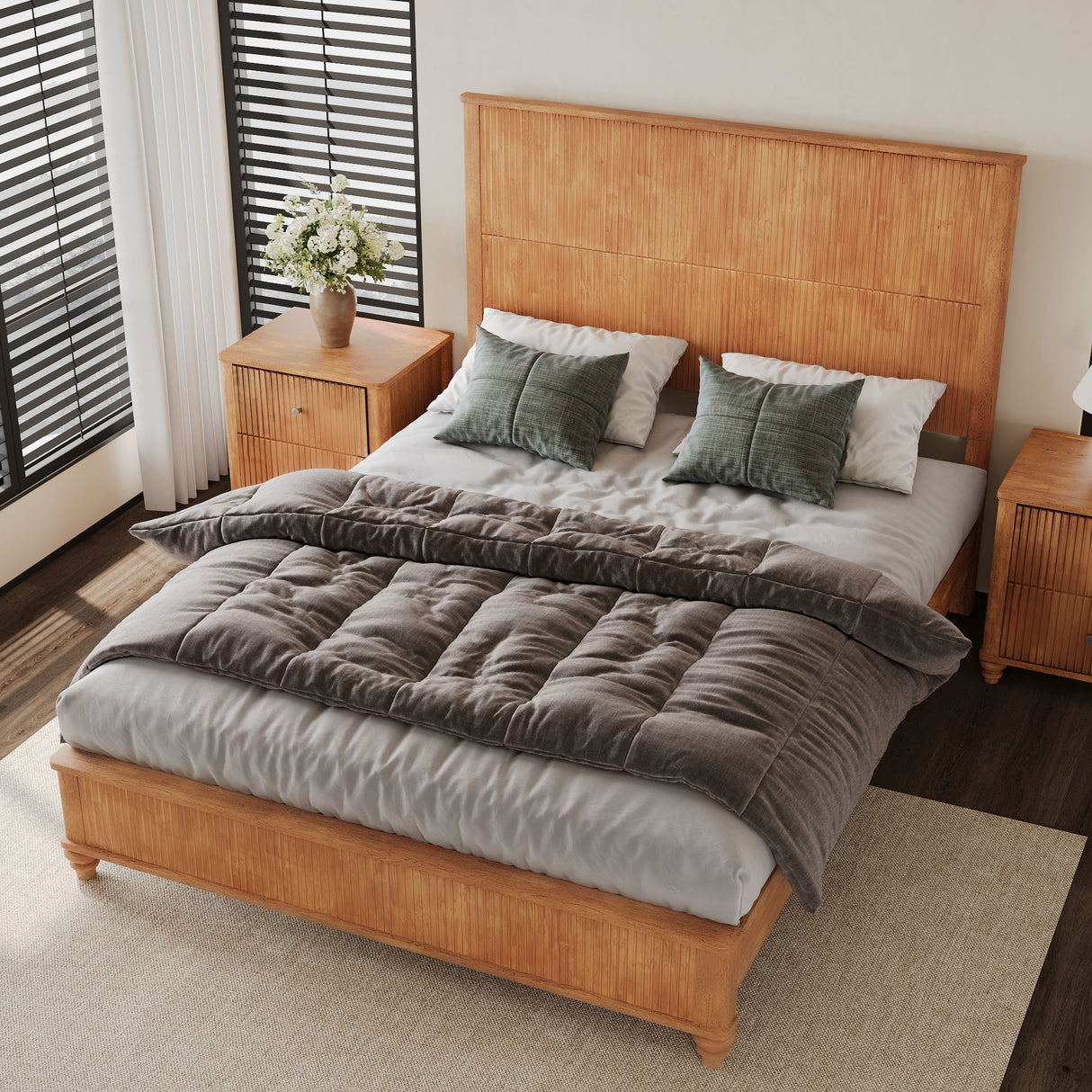 Platform Bed Frame With Tall Headboard