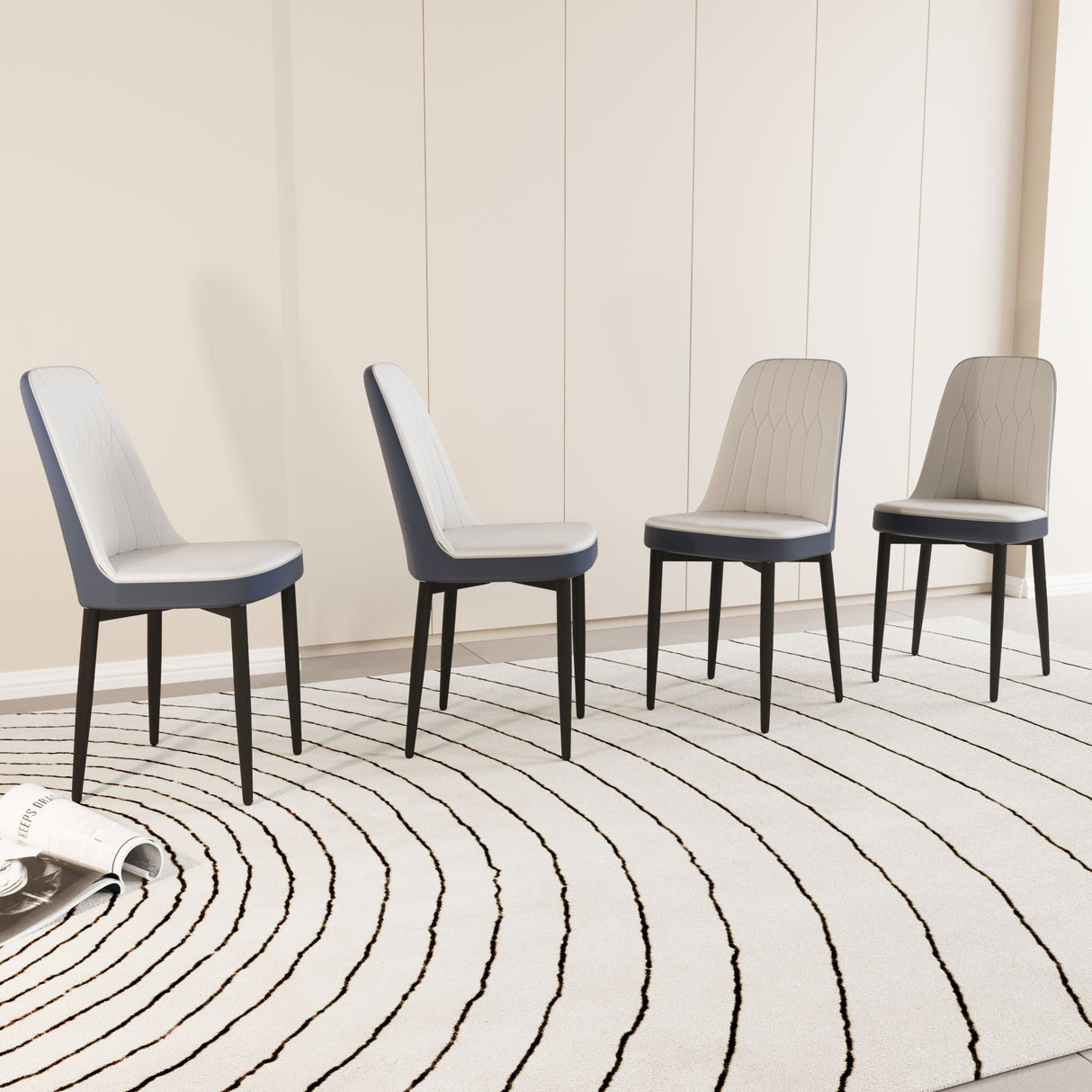 Modern Dining Chair With Cushions And Metal Legs