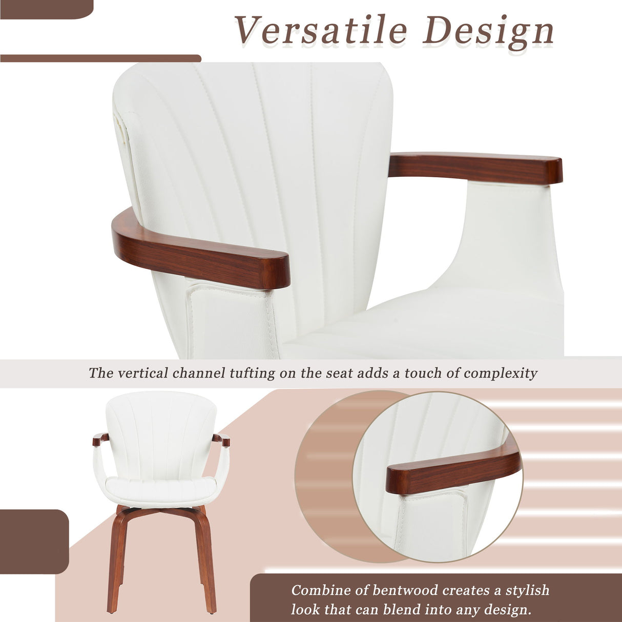 Bentwood Swivel Dining Chairs (Set of 2) - White / Walnut