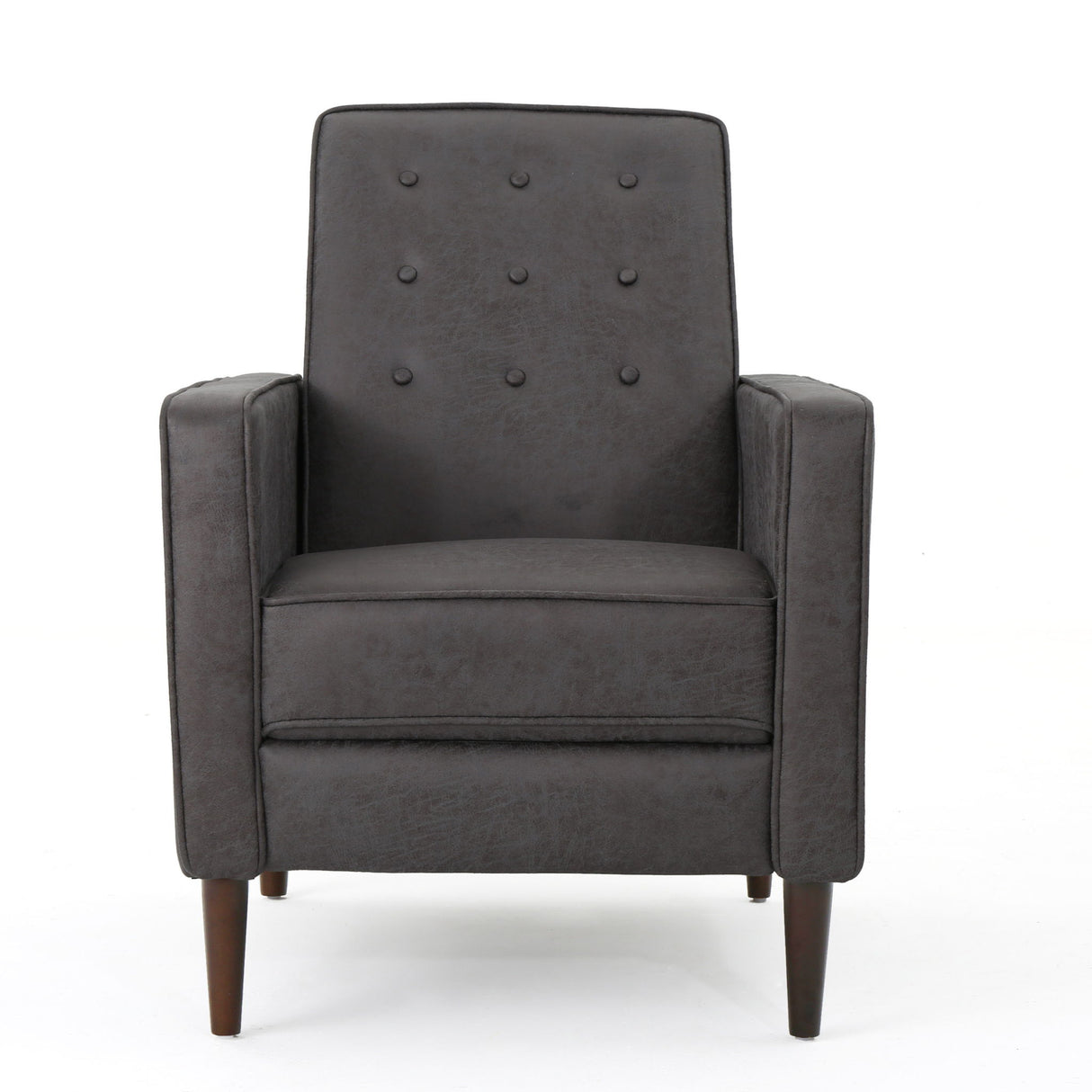 Macedonia - Mid Century Modern Button Tufted Fabric Recliner - Slate