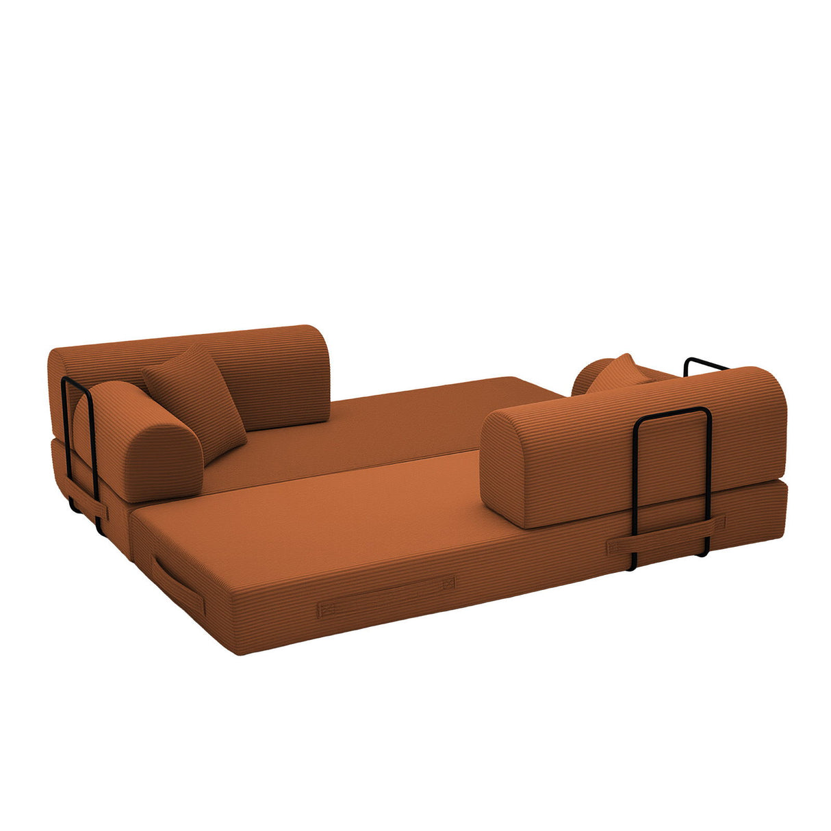 Convertible Sleeper Sofa Bed, Fixed Shape Frame For Living Room - Orange