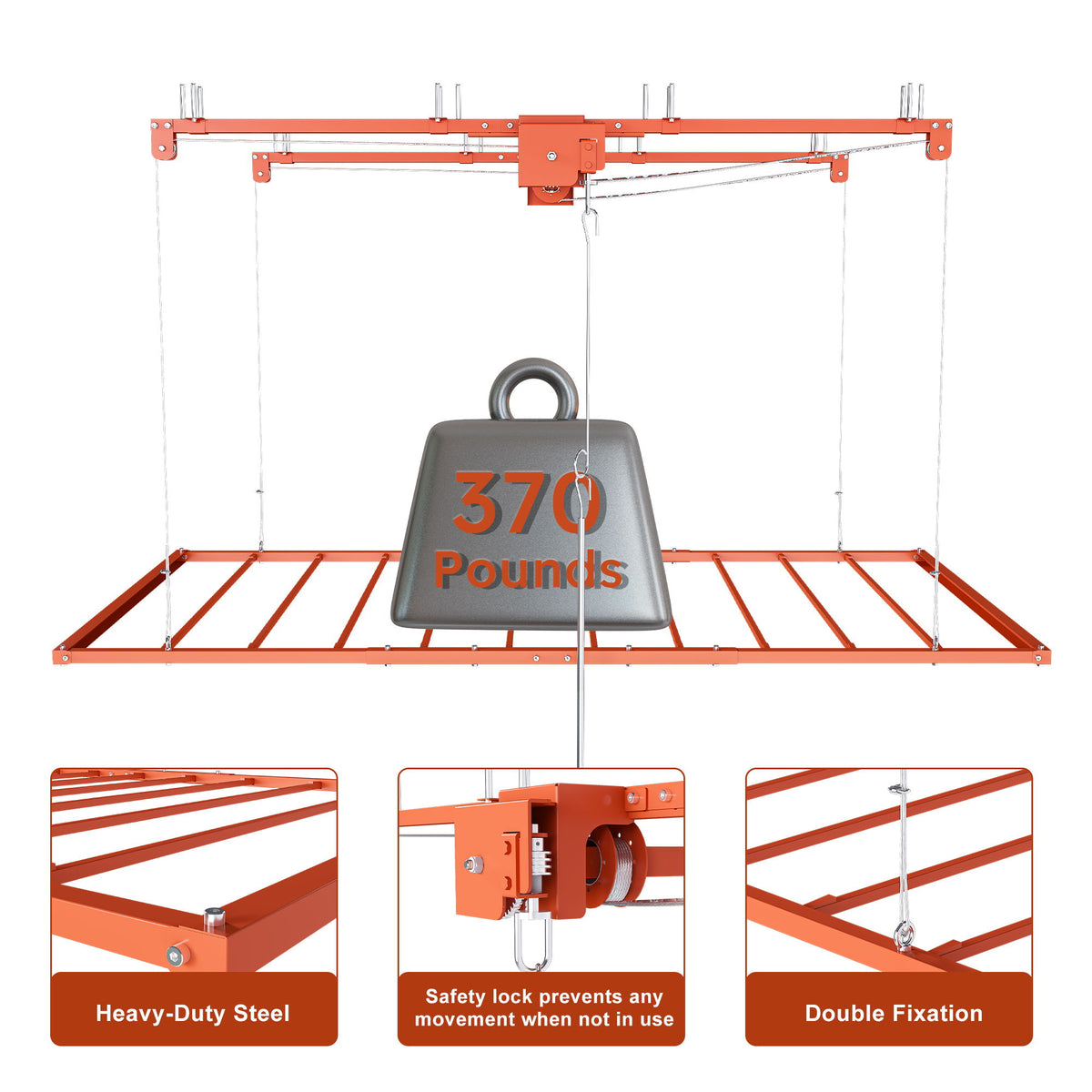 Overhead Garage Storage Rack For High Ceilings - Orange