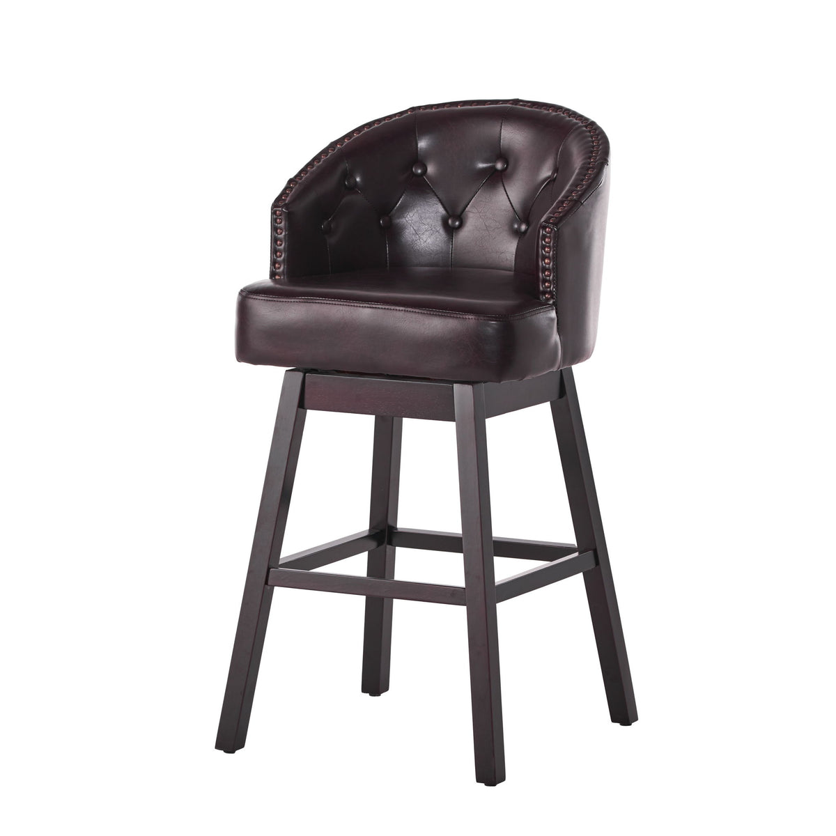 360 Degree Swivel Bar Stool With Stunning Nailhead Trim (Set of 2)