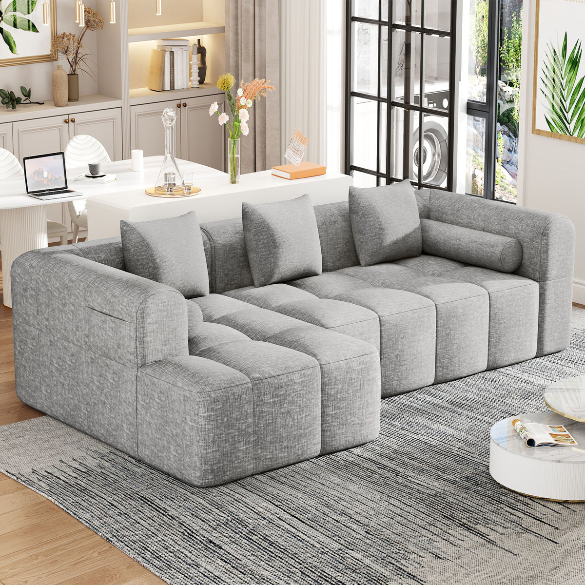 Sectional Free Combined Sofa With 2 Side Pockets