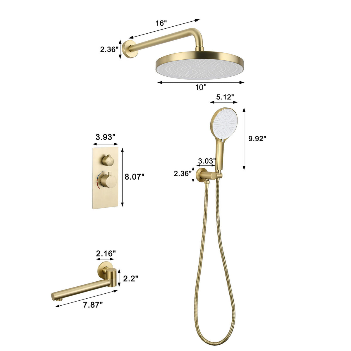 10" Shower System Set With Control Valve And Overhead Shower