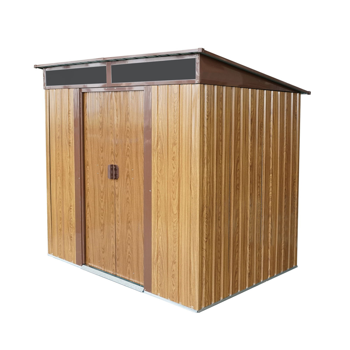Outdoor Metal Storage Shed Garden Building with Sliding Doors and Foundation
