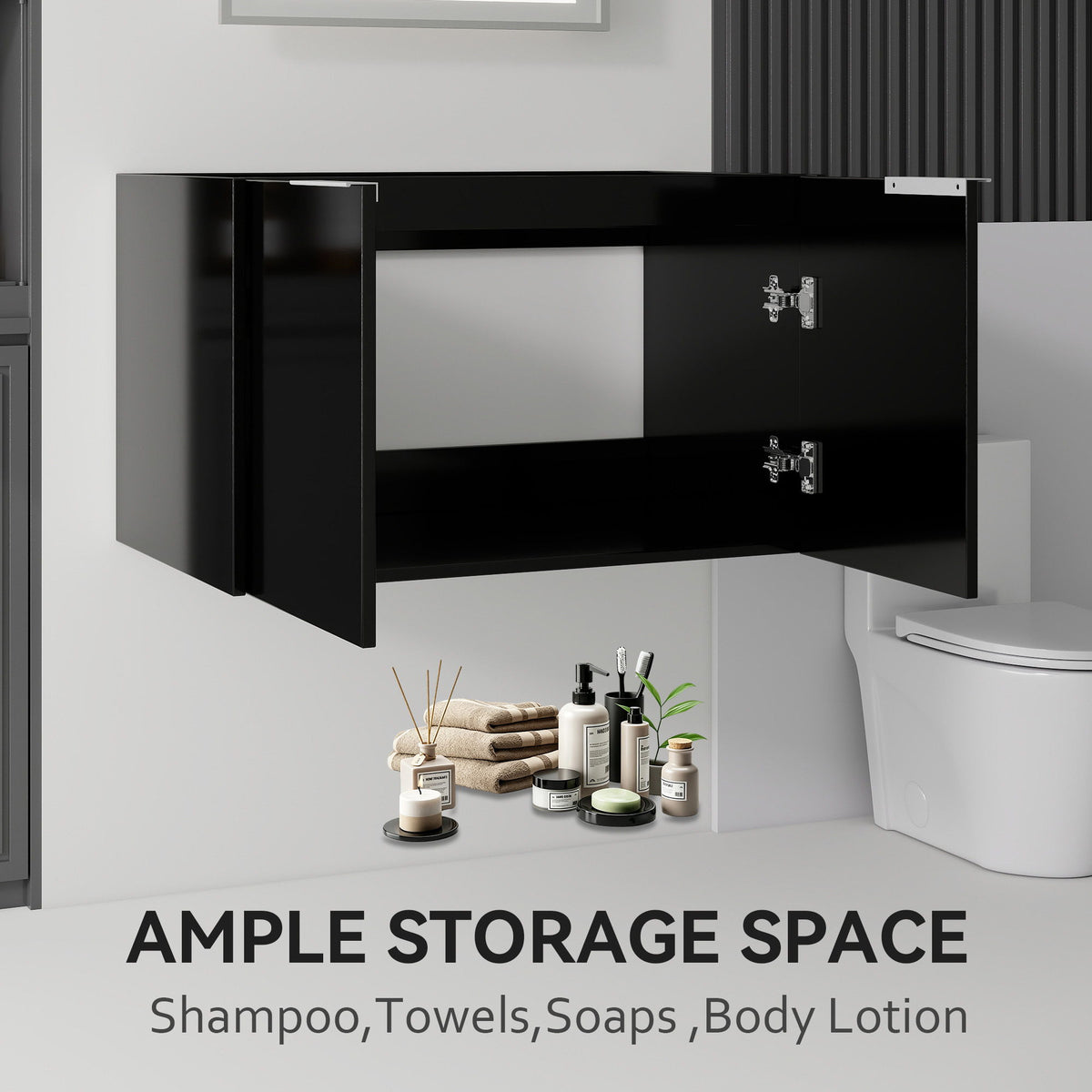 Floating Bathroom Vanity Cabinet With Soft Close Double Doors, Spacious Interior Storage, Wall Mounted, Cabinet Only