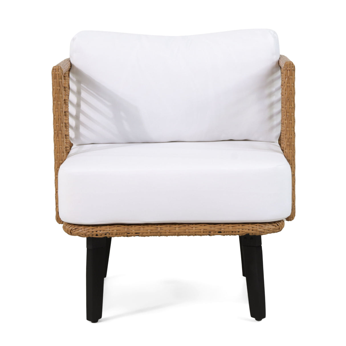 Outdoor Wicker Club Chair With Water Resistant Cushion - Brown