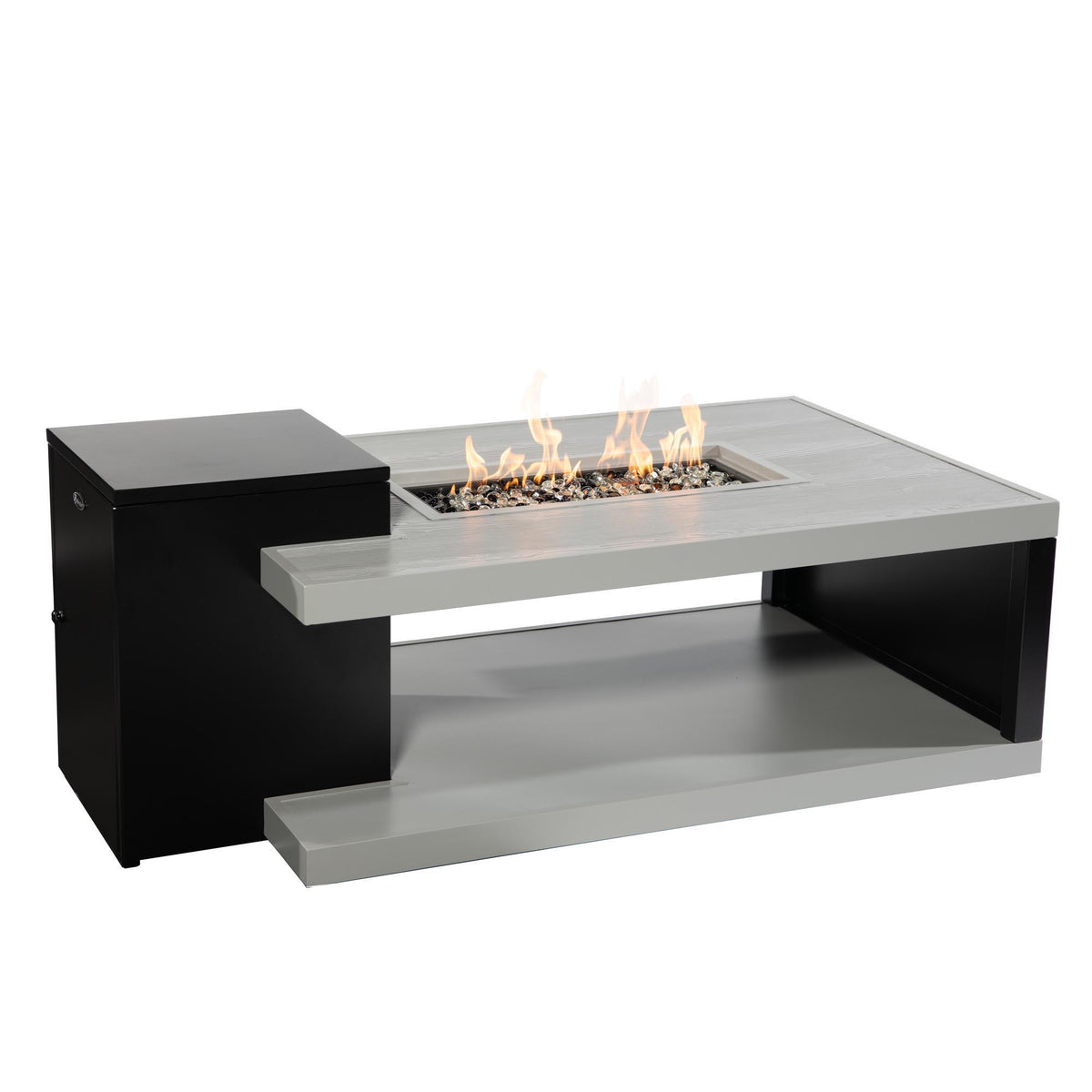 Aluminum Fire Table, Rectangular, Black And Gray