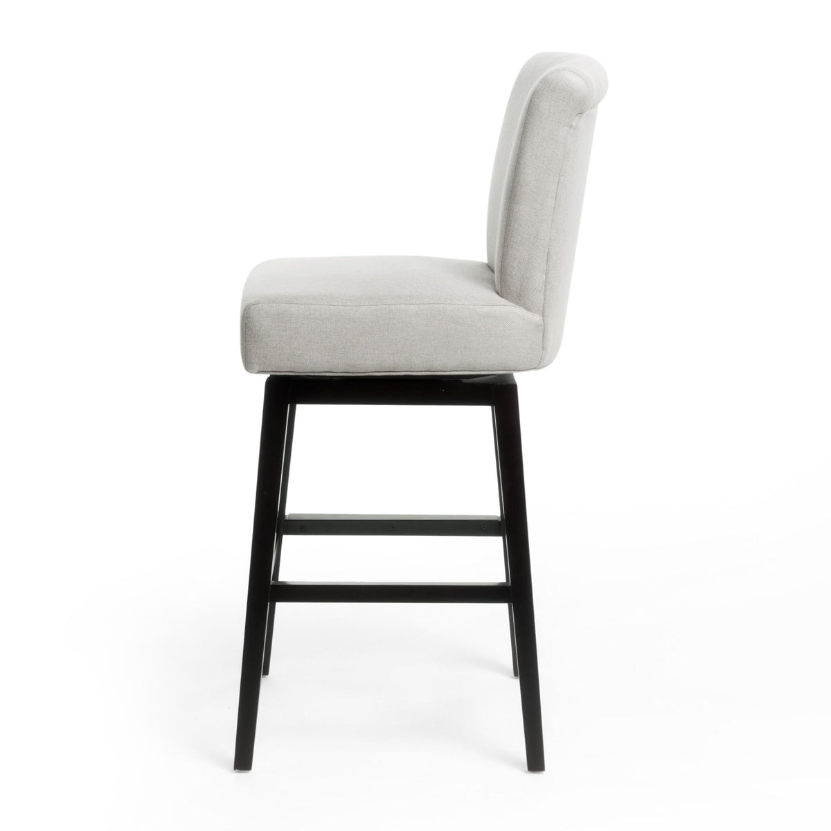 Quicksilvered - Upholstered Swivel Counter Stool With Wood Legs - Beige