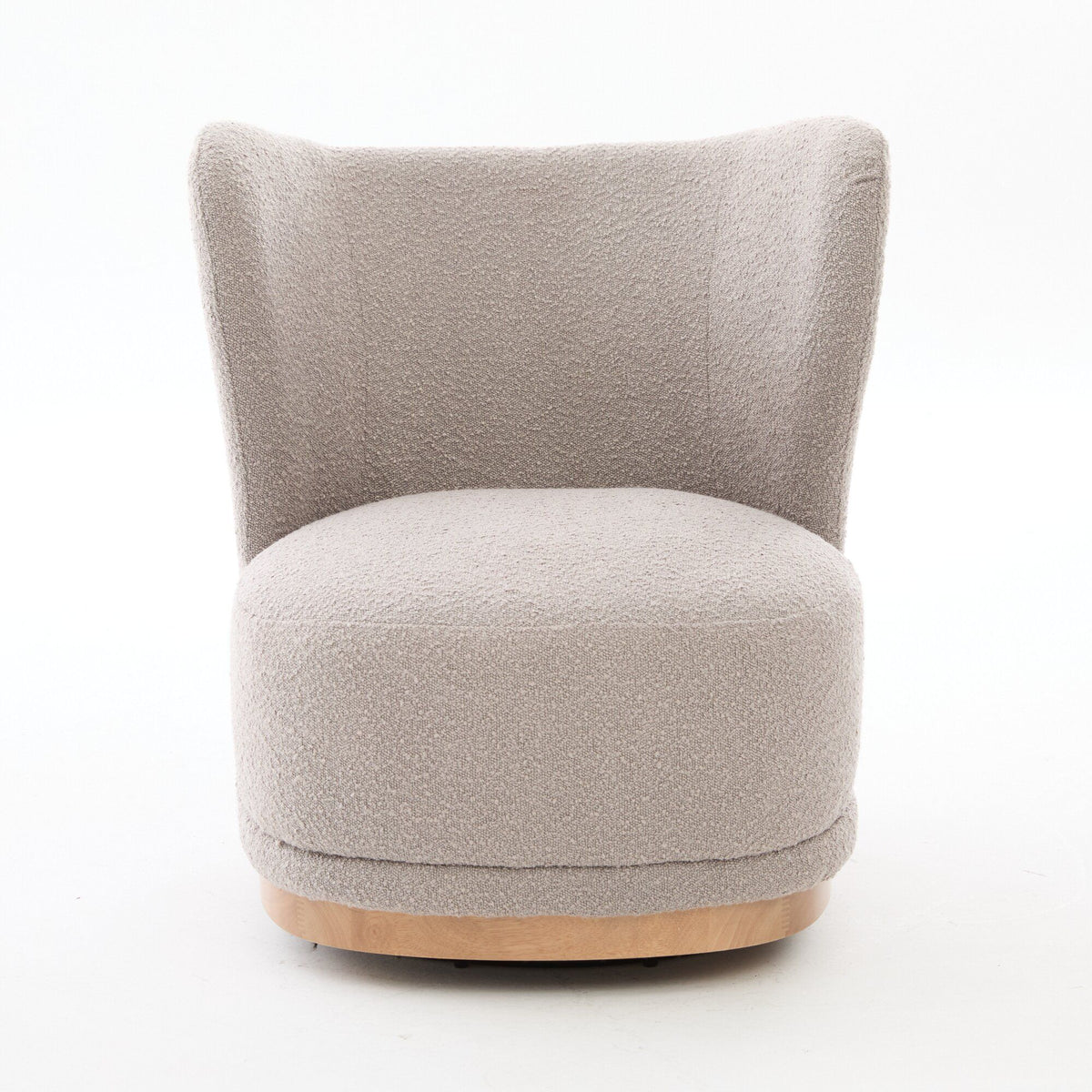 Curved Back Swivel Lounge Chair With Rotating Base For Home - Gray