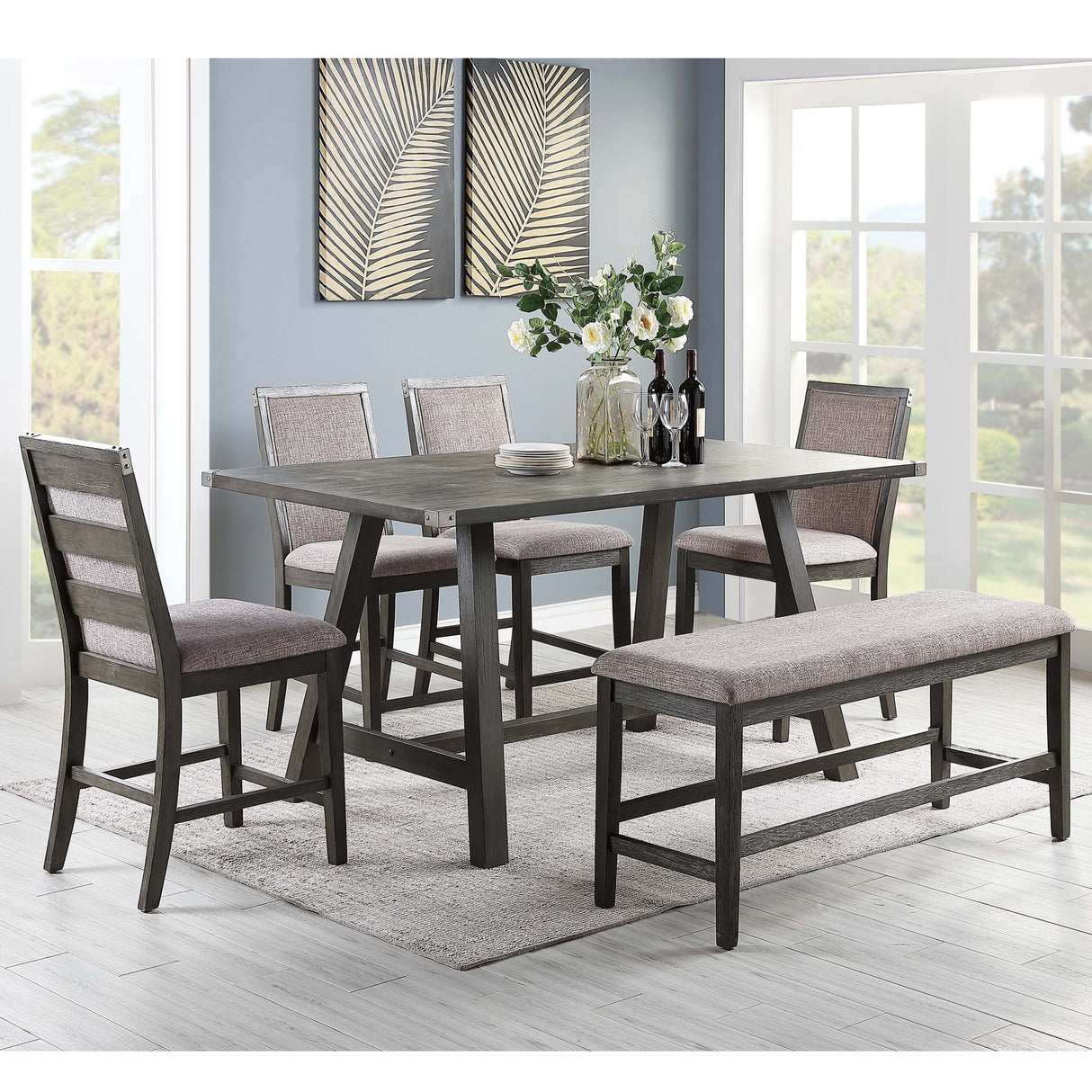 Upholstered Dining Chairs Counter Height (Set of 2) - Gray
