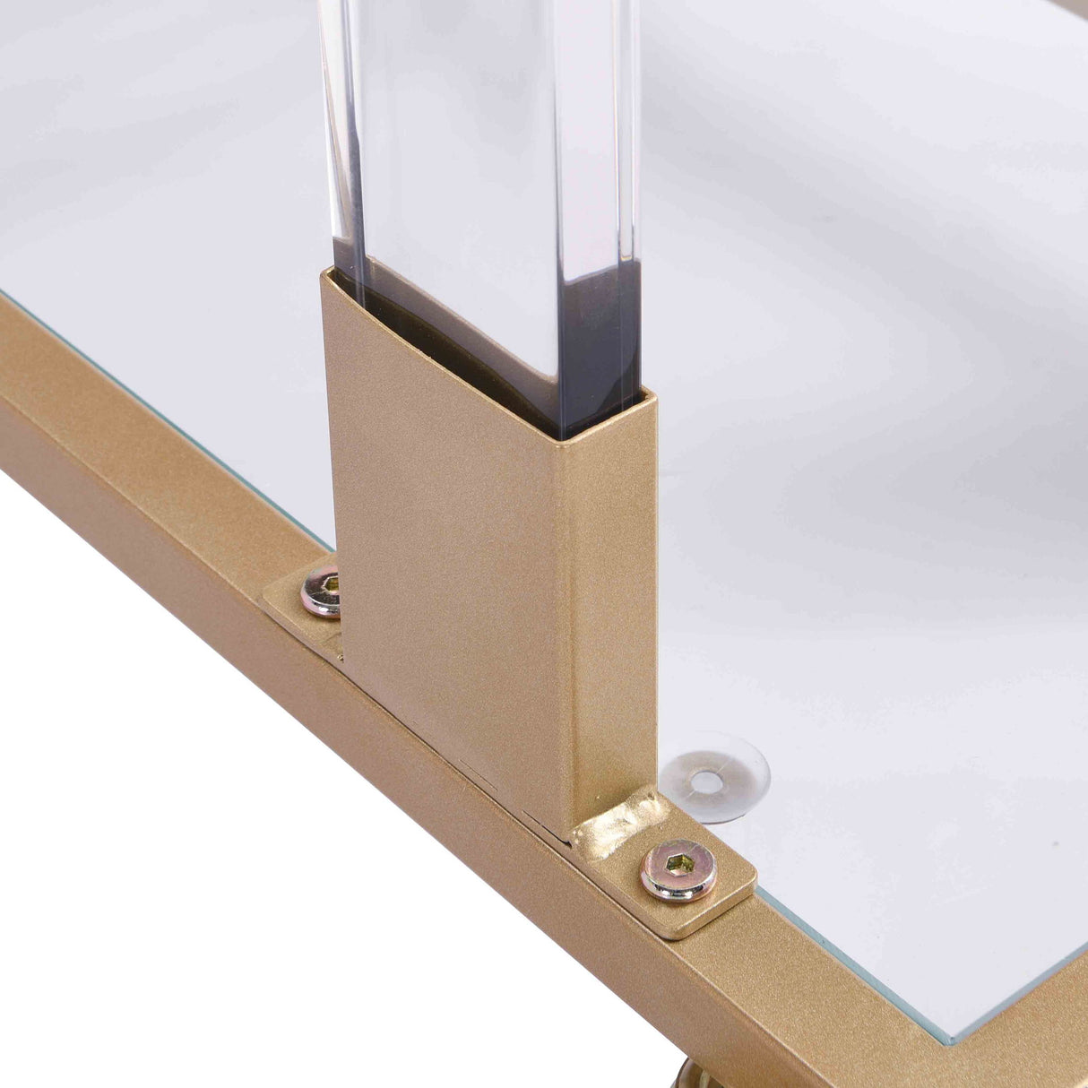 Glass Top C Shape Square Table With Metal Base For Living Room