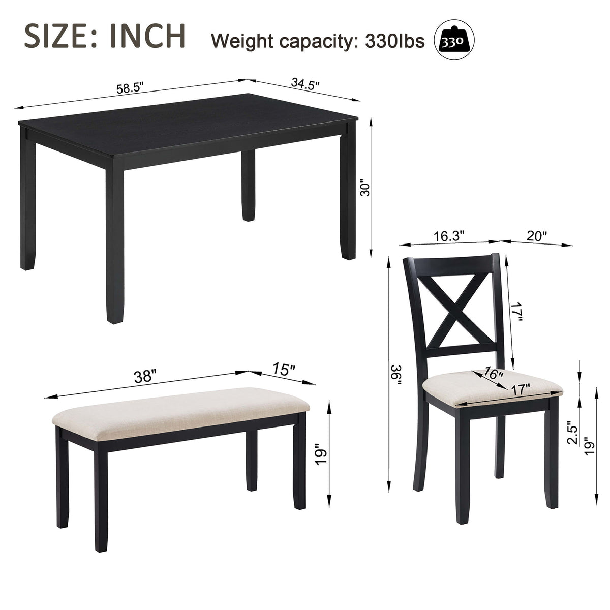 Kitchen Dining Set, Rectangular Dining Table