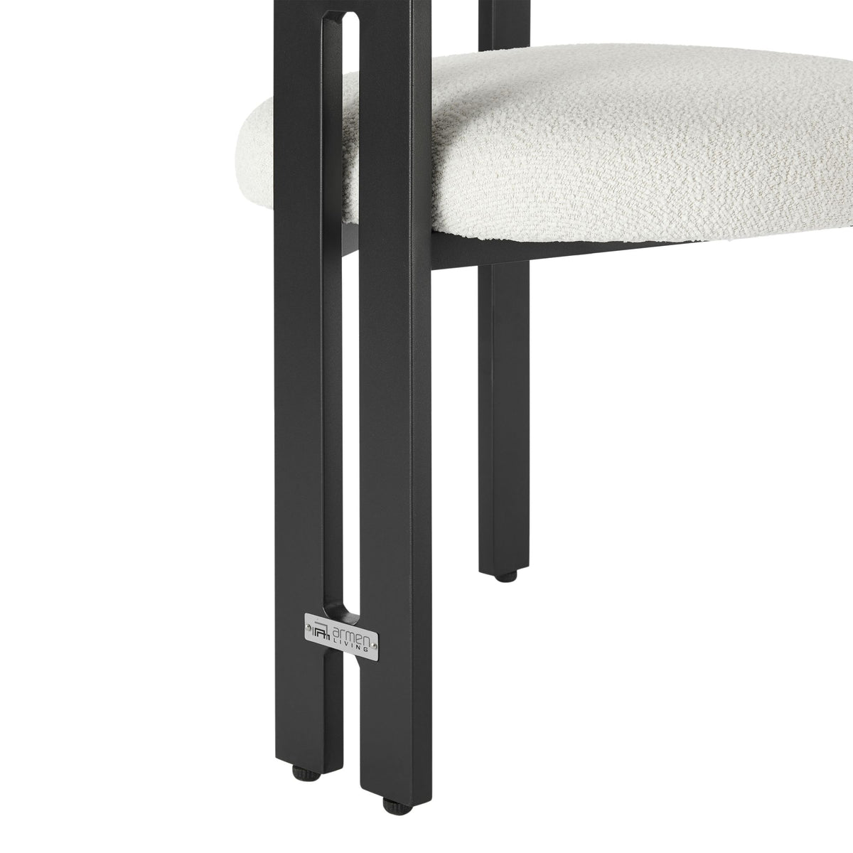 Jazmin - Outdoor Dining Chair With Boucle Cushion And Powder Coated Aluminum Frame (Set of 2) - Cream / Black