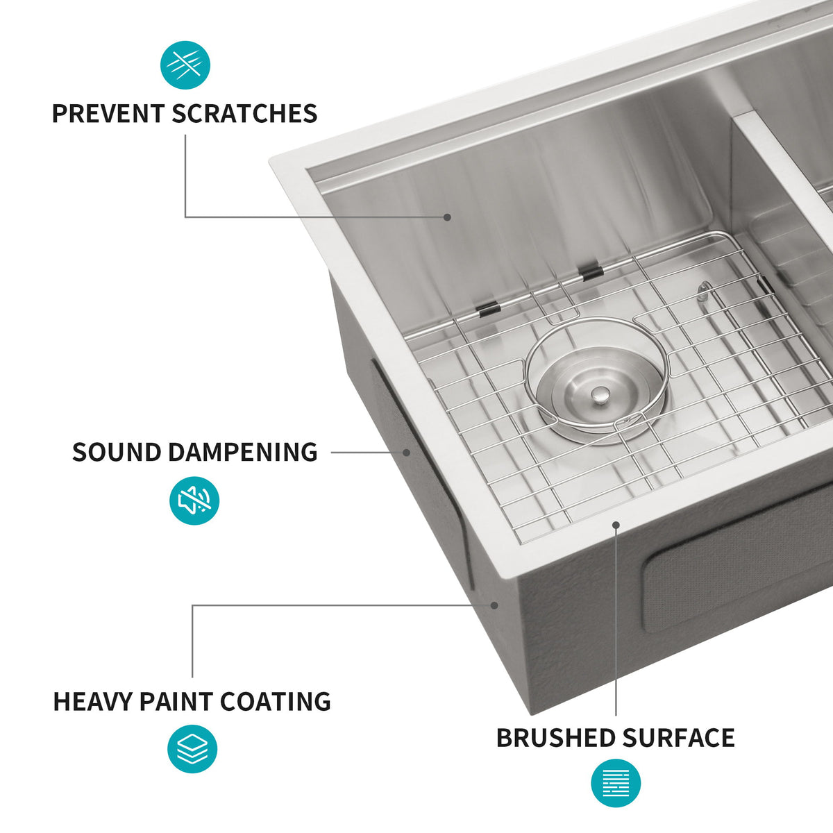 Stainless Steel Undermount Kitchen Sink With Double Bowl