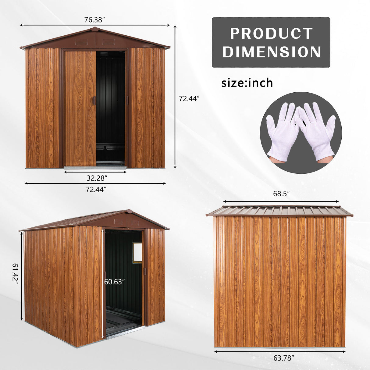Outdoor Metal Storage Shed Garden Building Heavy Duty with Floor Base