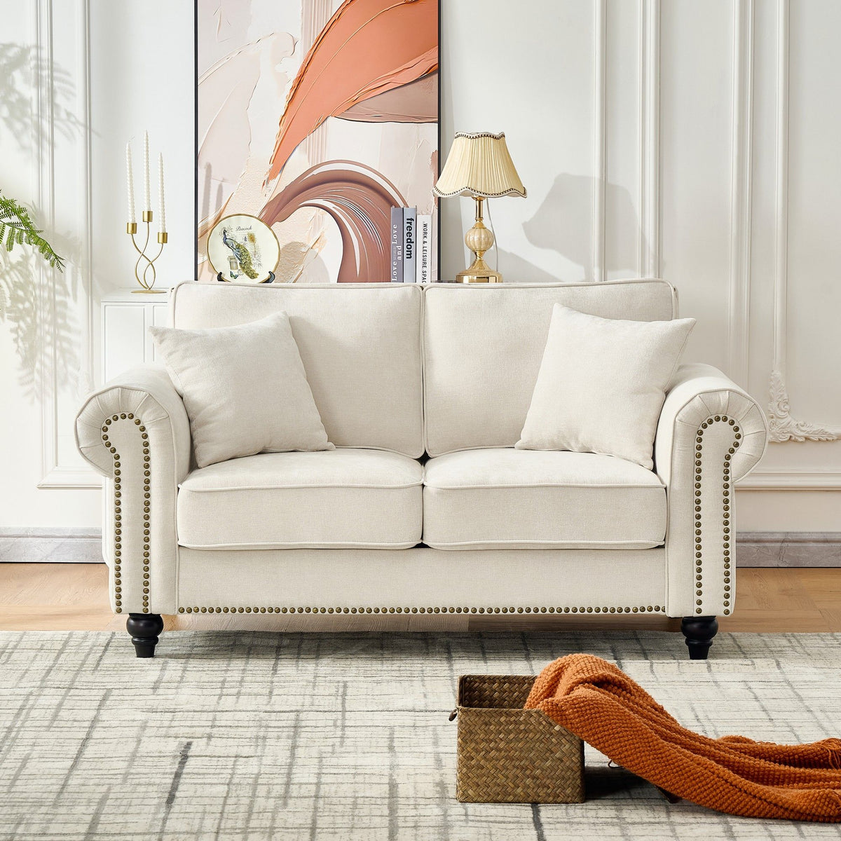 Modern 3 And 2 Seater Sofa With Rolled Arms, Tufted Upholstered Couch