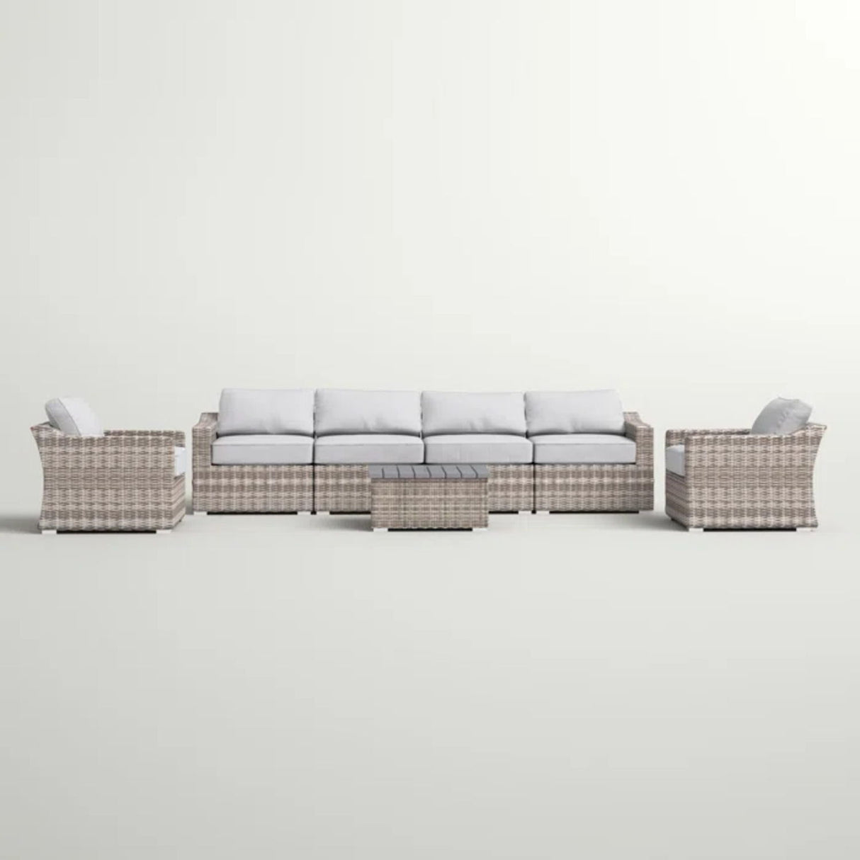 6 Person All Weather Sectional Seating Group With Cushions - Gray Mix